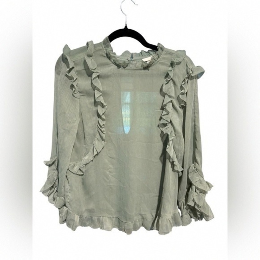 H&M Soft Green Ruffled Blouse